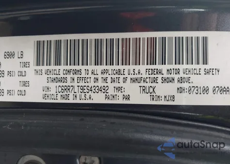2014 Ram 1500 Big Horn z USA, uszkodzony, nr VIN 1C6RR7LT9ES433492